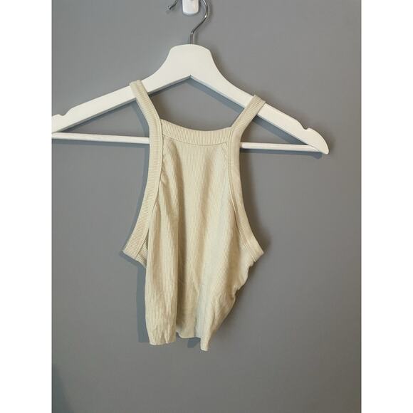 Talentless Women’s Ribbedcropped Halter Tank In Color Bone - Picture 2 of 5
